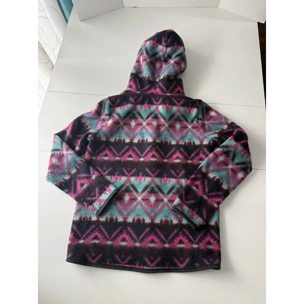 American Eagle Aztec Print Polar Fleece full zip Jacket sweater Hood Size M